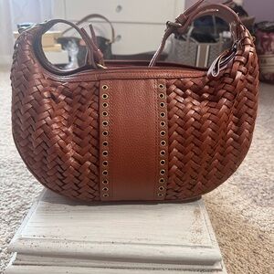Cole Haan Tan Woven Leather Hobo Bag